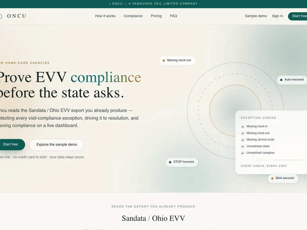 Oncu — live site preview